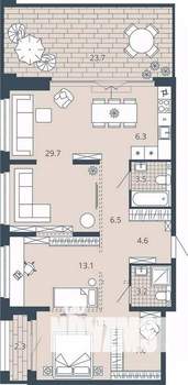 2-к квартира, вторичка, 100м2, 21/24 этаж
