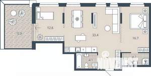 2-к квартира, вторичка, 84м2, 22/23 этаж