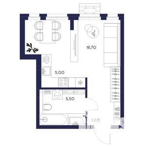 1-к квартира, вторичка, 31м2, 5/16 этаж