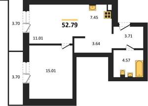 2-к квартира, вторичка, 53м2, 16/17 этаж