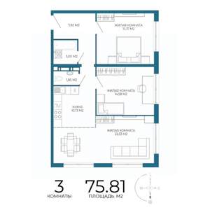 3-к квартира, вторичка, 76м2, 16/17 этаж