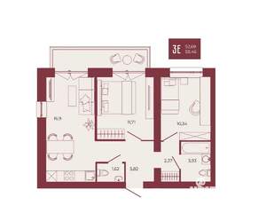 3-к квартира, вторичка, 58м2, 16/17 этаж