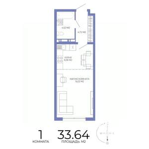 1-к квартира, вторичка, 34м2, 16/17 этаж