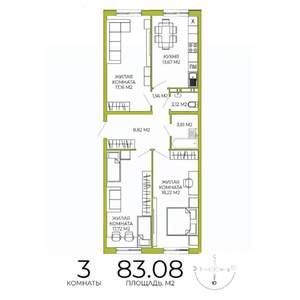 3-к квартира, строящийся дом, 83м2, 6/18 этаж