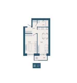 2-к квартира, вторичка, 48м2, 7/17 этаж