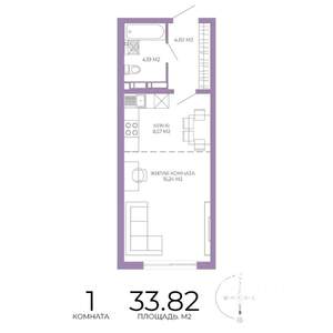 1-к квартира, строящийся дом, 34м2, 5/17 этаж