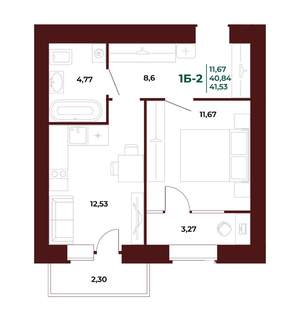 1-к квартира, вторичка, 42м2, 5/17 этаж
