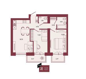 3-к квартира, вторичка, 61м2, 13/17 этаж