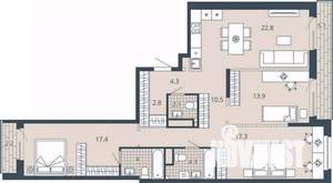 3-к квартира, вторичка, 106м2, 5/23 этаж