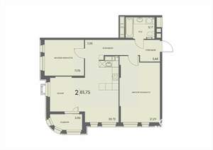 2-к квартира, вторичка, 82м2, 2/18 этаж