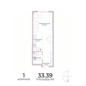 1-к квартира, строящийся дом, 33м2, 10/17 этаж