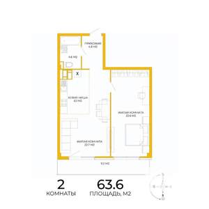 2-к квартира, вторичка, 64м2, 15/17 этаж