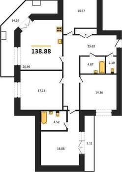 4-к квартира, вторичка, 139м2, 6/18 этаж