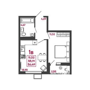 1-к квартира, вторичка, 36м2, 2/17 этаж