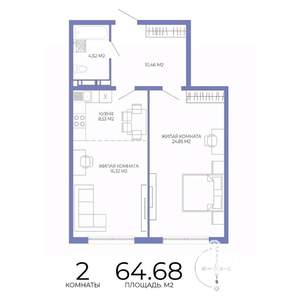 2-к квартира, строящийся дом, 65м2, 17/17 этаж