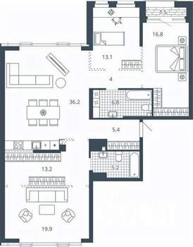 3-к квартира, вторичка, 121м2, 9/24 этаж