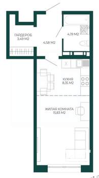 1-к квартира, вторичка, 36м2, 2/17 этаж