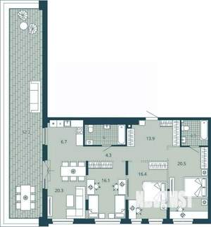 3-к квартира, вторичка, 135м2, 12/23 этаж