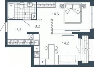 1-к квартира, вторичка, 45м2, 17/24 этаж