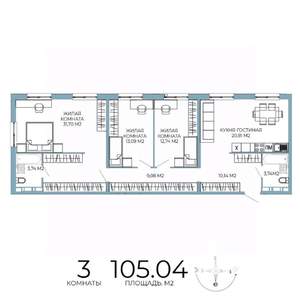 3-к квартира, вторичка, 105м2, 10/18 этаж