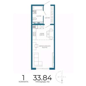 1-к квартира, вторичка, 34м2, 9/17 этаж