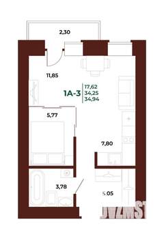 1-к квартира, вторичка, 35м2, 3/17 этаж