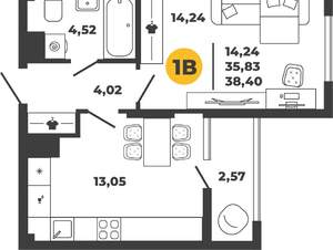 1-к квартира, вторичка, 37м2, 9/22 этаж