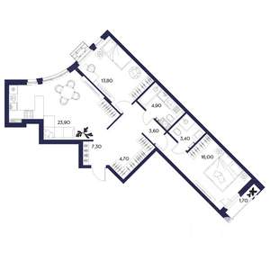 2-к квартира, вторичка, 79м2, 3/16 этаж