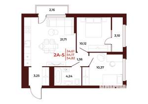 2-к квартира, вторичка, 55м2, 18/18 этаж
