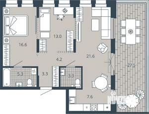 2-к квартира, вторичка, 89м2, 8/23 этаж