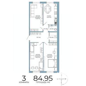 3-к квартира, строящийся дом, 85м2, 12/18 этаж