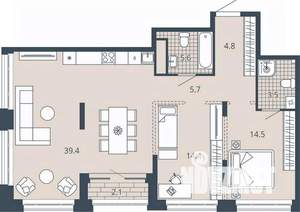 2-к квартира, вторичка, 88м2, 20/23 этаж