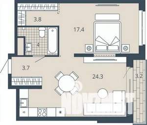 1-к квартира, вторичка, 57м2, 9/23 этаж