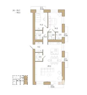 2-к квартира, вторичка, 98м2, 3/18 этаж