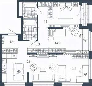 3-к квартира, вторичка, 87м2, 4/23 этаж