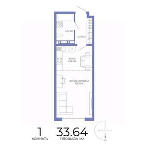 1-к квартира, строящийся дом, 34м2, 17/17 этаж