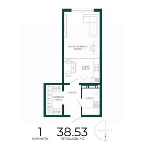 1-к квартира, вторичка, 39м2, 11/17 этаж