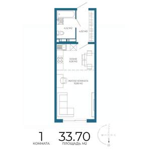 1-к квартира, строящийся дом, 34м2, 4/17 этаж