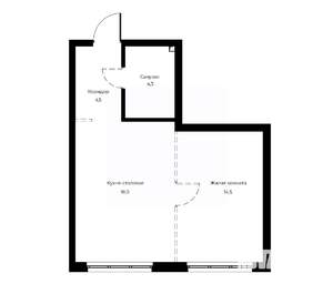 1-к квартира, вторичка, 41м2, 1/23 этаж