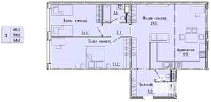 3-к квартира, строящийся дом, 95м2, 13/18 этаж
