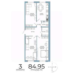 3-к квартира, вторичка, 85м2, 9/18 этаж
