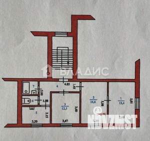 3-к квартира, вторичка, 63м2, 3/3 этаж