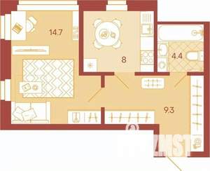 1-к квартира, вторичка, 36м2, 7/17 этаж