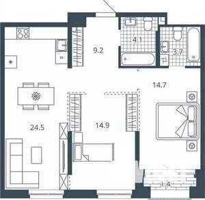2-к квартира, вторичка, 73м2, 21/24 этаж