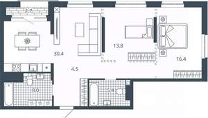 2-к квартира, вторичка, 83м2, 22/24 этаж