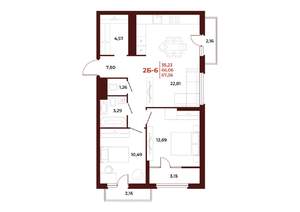 2-к квартира, вторичка, 67м2, 16/18 этаж