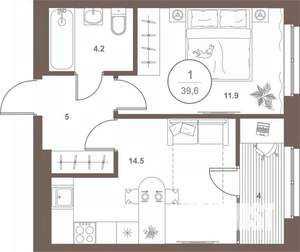 1-к квартира, вторичка, 39м2, 4/16 этаж