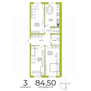 3-к квартира, вторичка, 85м2, 4/18 этаж