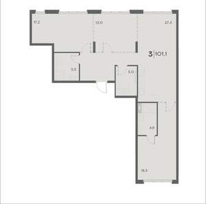 3-к квартира, вторичка, 101м2, 15/21 этаж