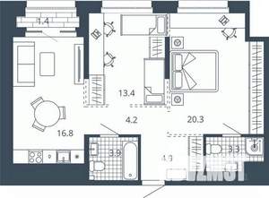 2-к квартира, вторичка, 68м2, 11/24 этаж